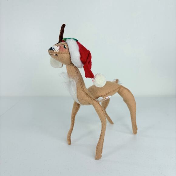 Vtg 1970 Annalee Reindeer Mobilitee Standing Posable With Santa Hat Christmas - Picture 1 of 11